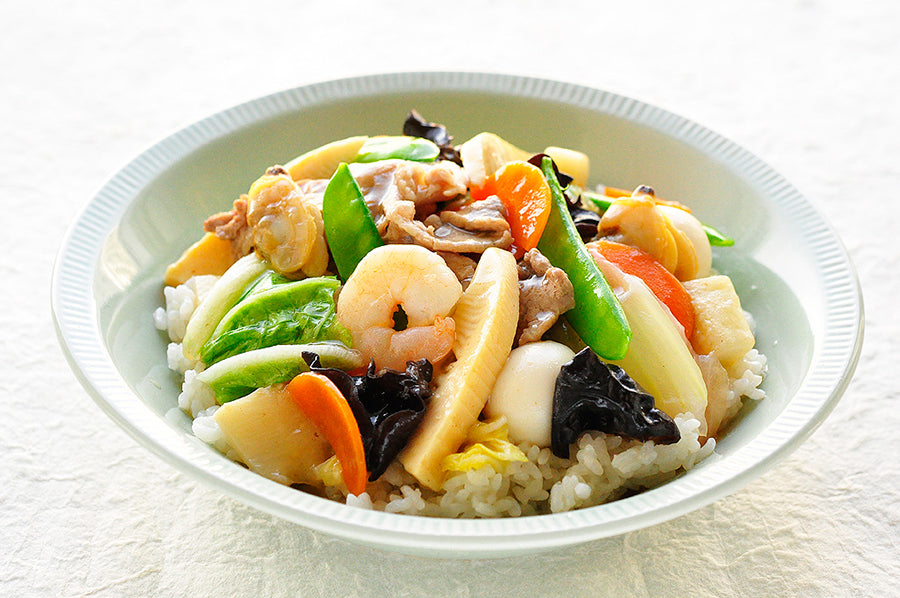 中華丼｜ベル食品「ラーメンスープ華味 しお味」のアレンジレシピ
